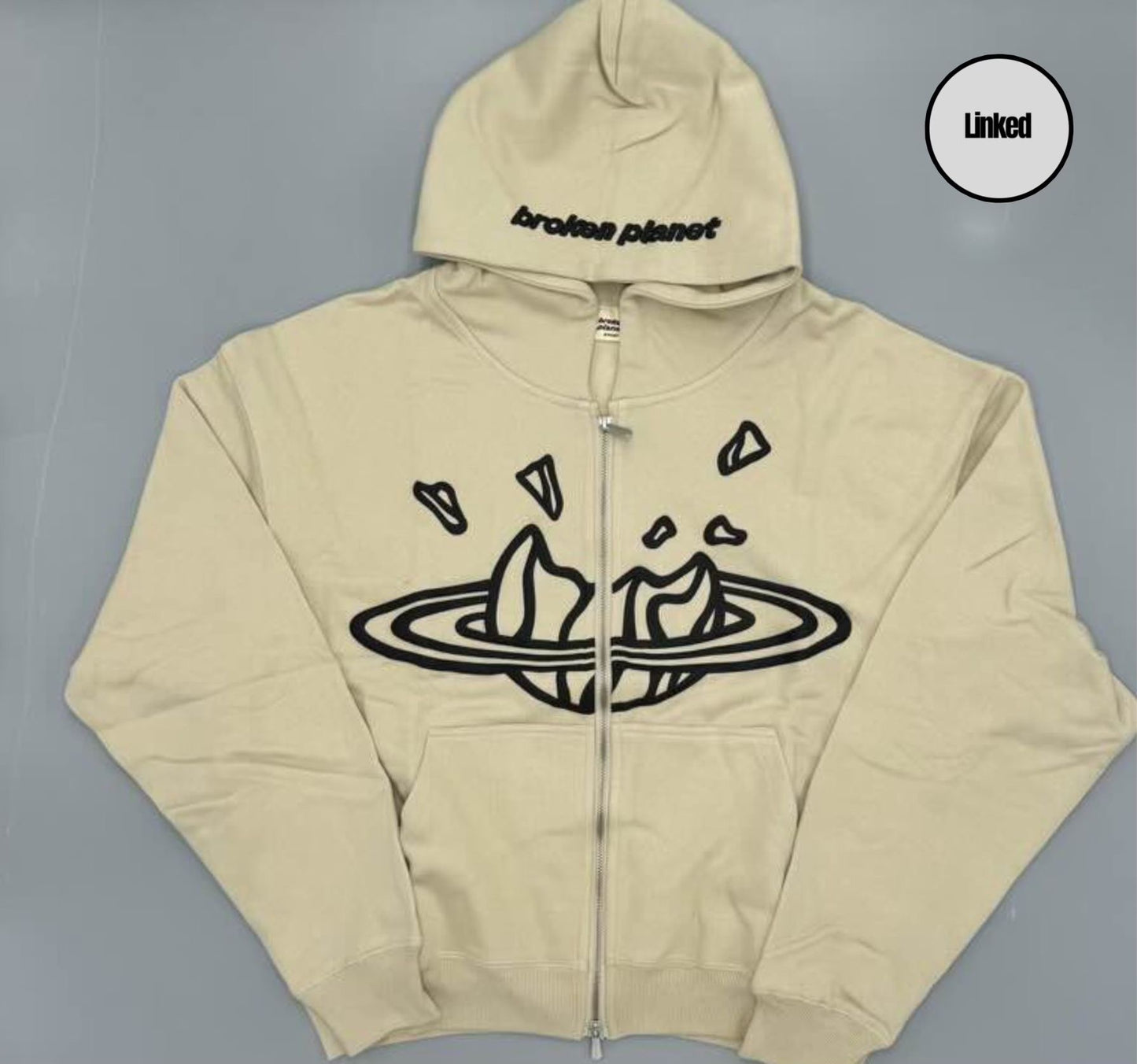 BROKEN PLANET CREAM ZIP UP HOODIE