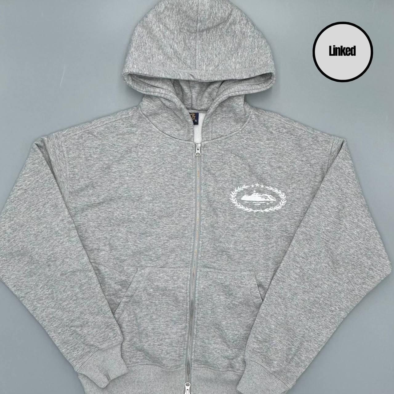 CORTEIZ GREY SUPERIOR ROYALE ZIP-UP HOODIE