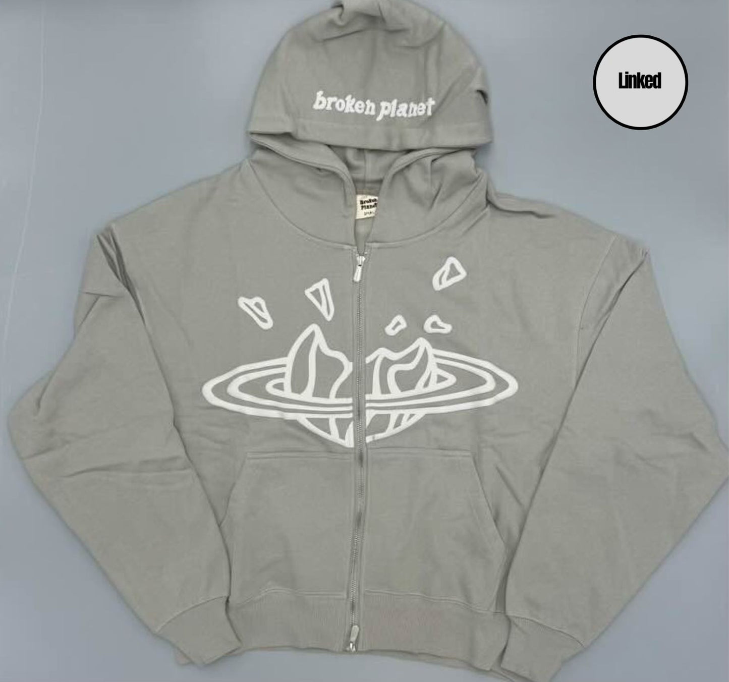 BROKEN PLANET DARK GREY ZIP UP HOODIE