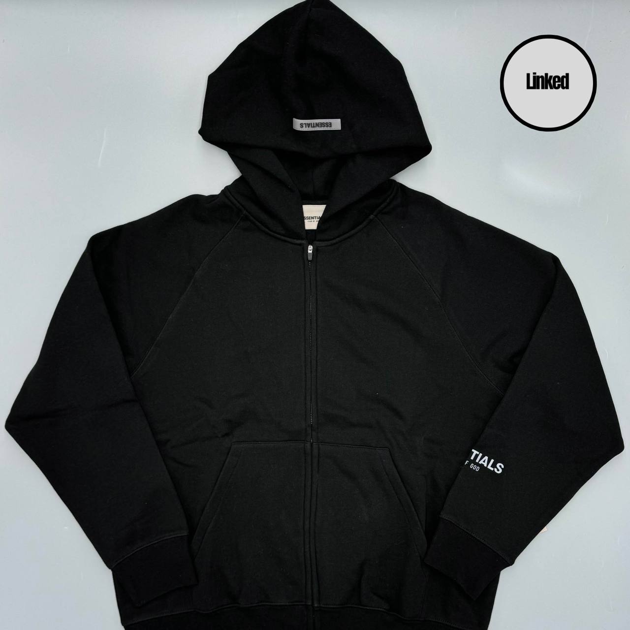 FEAR OF GOD / ESSENTIALS SS20 BLACK ZIP-UP HOODIE