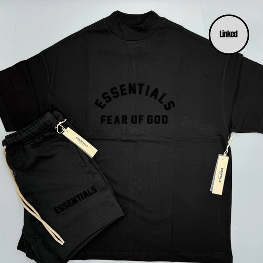 FEAR OF GOD / ESSENTIALS SS23 JET BLACK SHORT SET