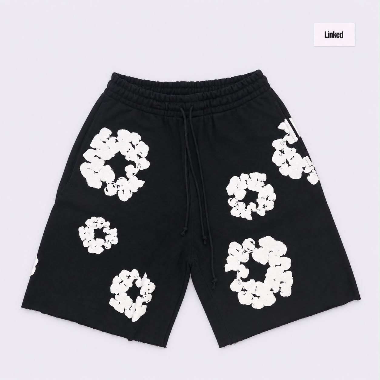 Denim Tears Black/White Cotton Wreath Shorts