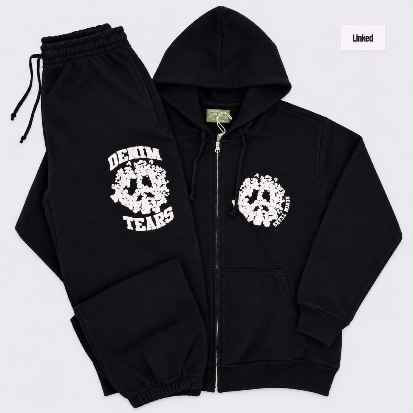 Denim Tears Black/White Cotton Wreath Tracksuit