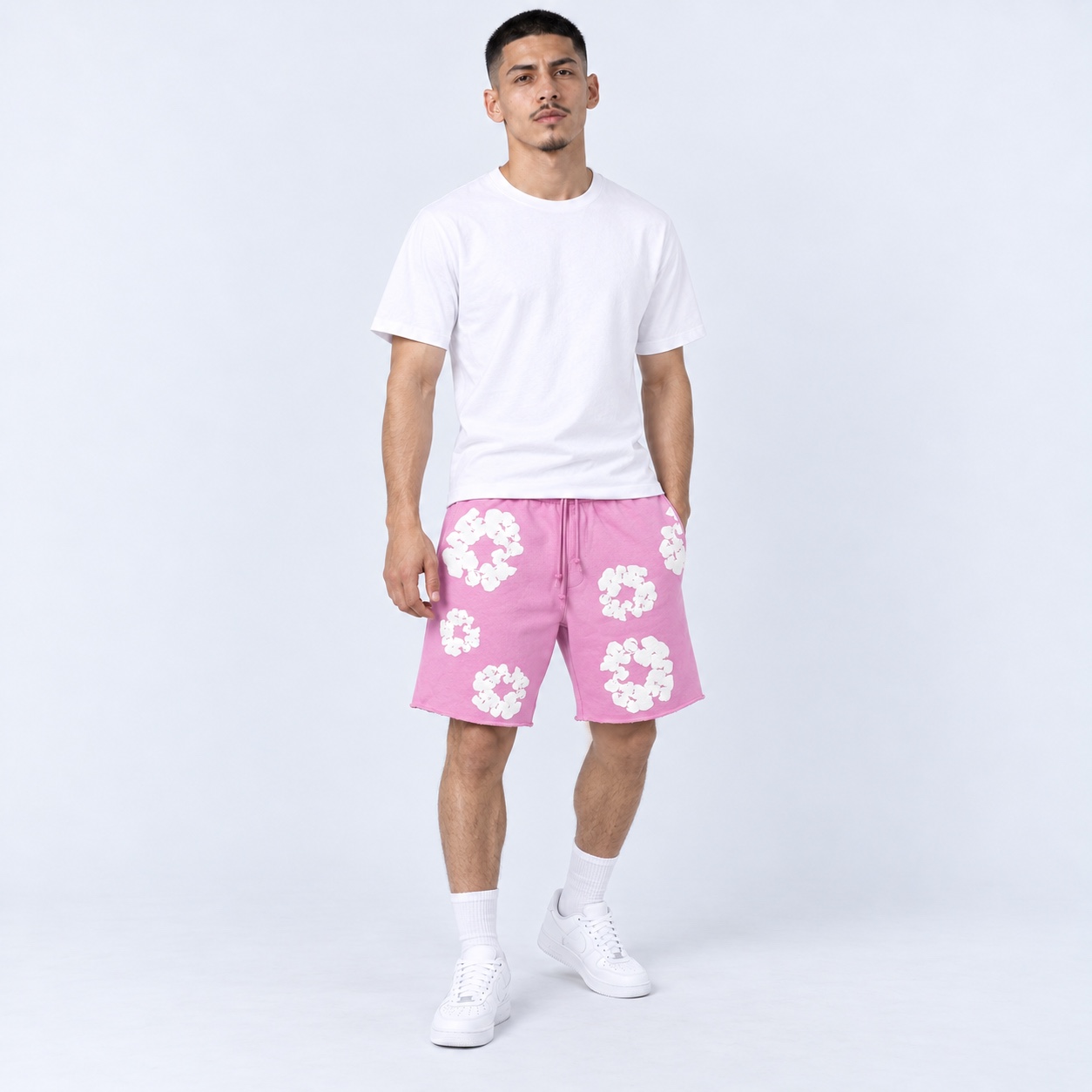 Denim Tears Pink Cotton Wreath Shorts