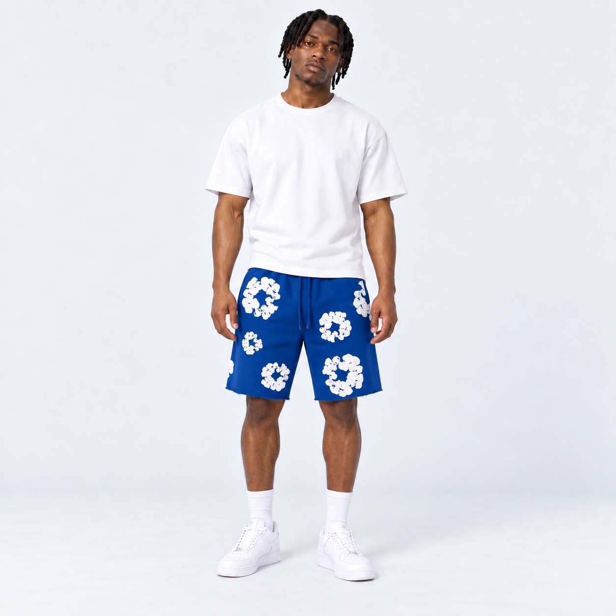 Denim Tears Royal Blue Cotton Wreath Shorts