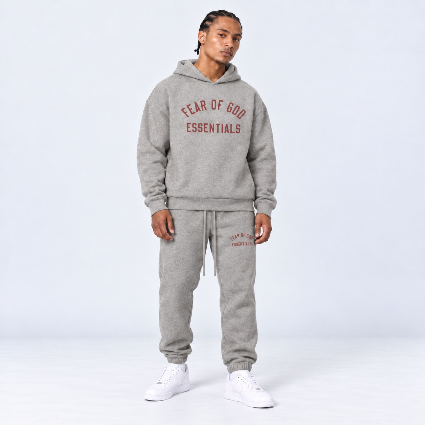 Essentials FW24 Dark Heather/Red Tracksuit