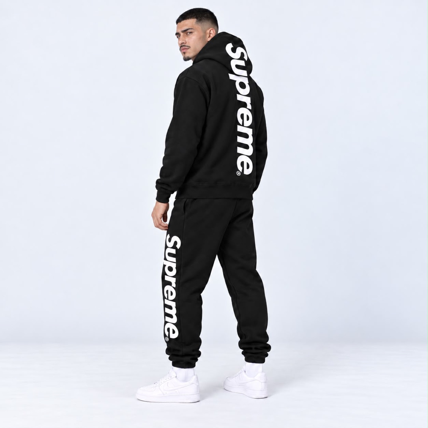 Supreme Black/White Appliqué Tracksuit
