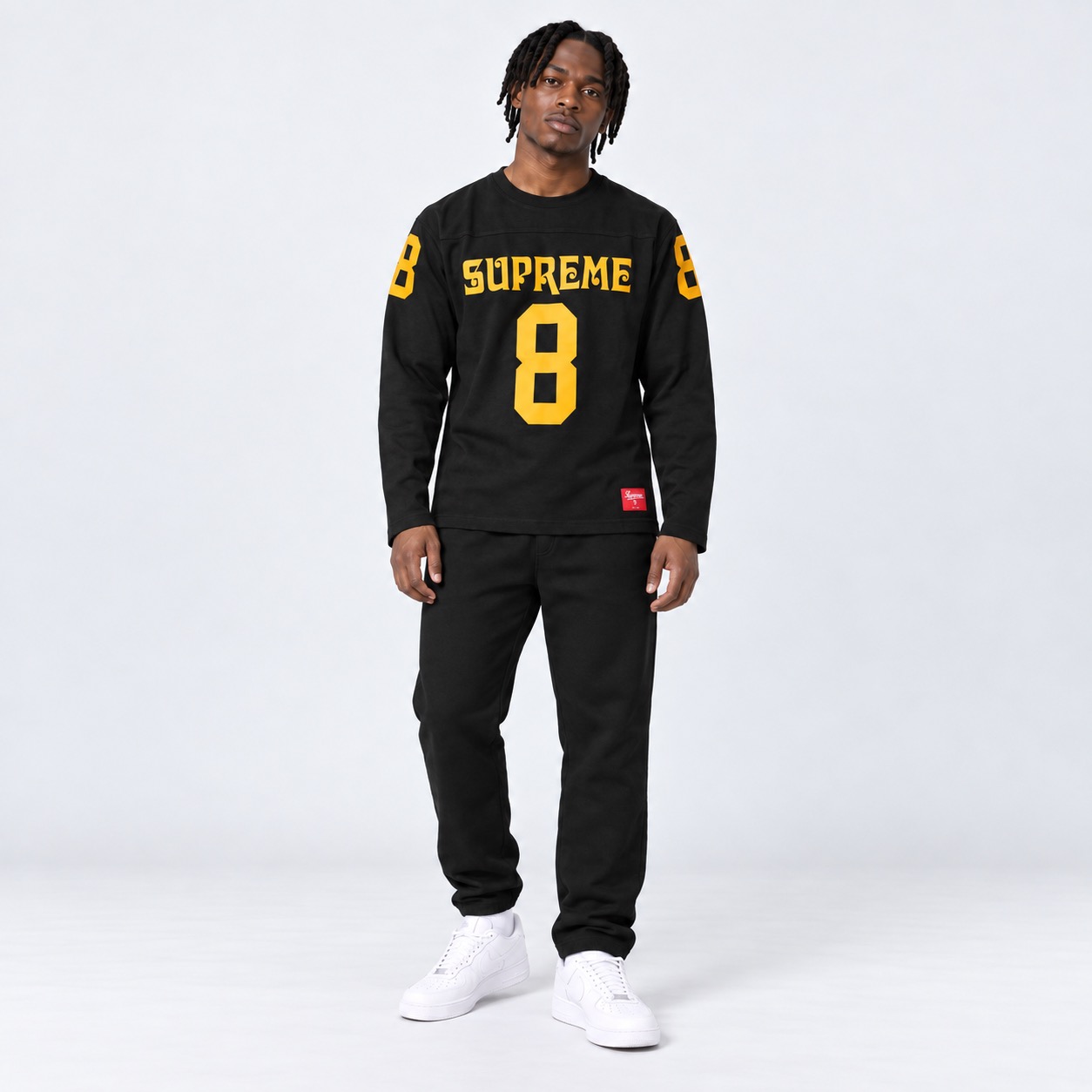 Supreme Black/Yellow 8 Affiliated Long Sleeve