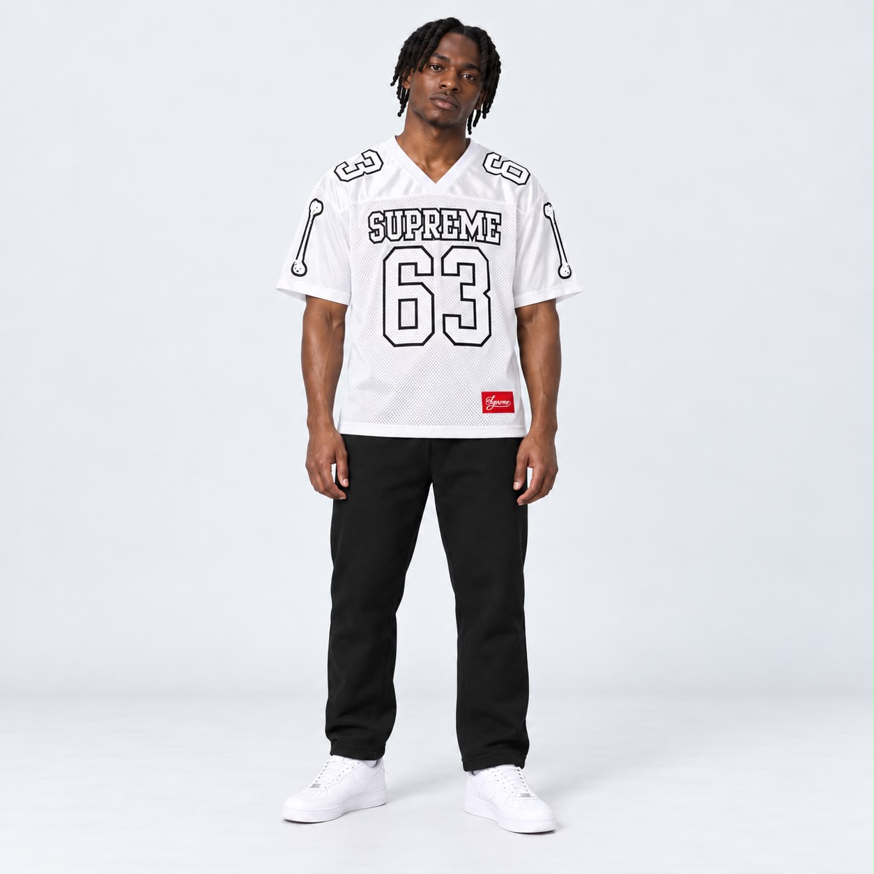 Supreme White 63 Bone Football Jersey