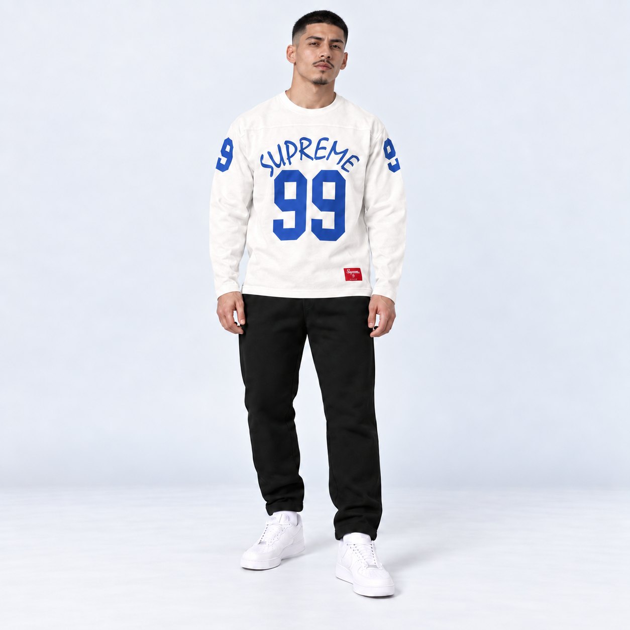 SUPREME FOOTBALL – WHITE/BLUE – 99 LONG-SLEEVE TOP