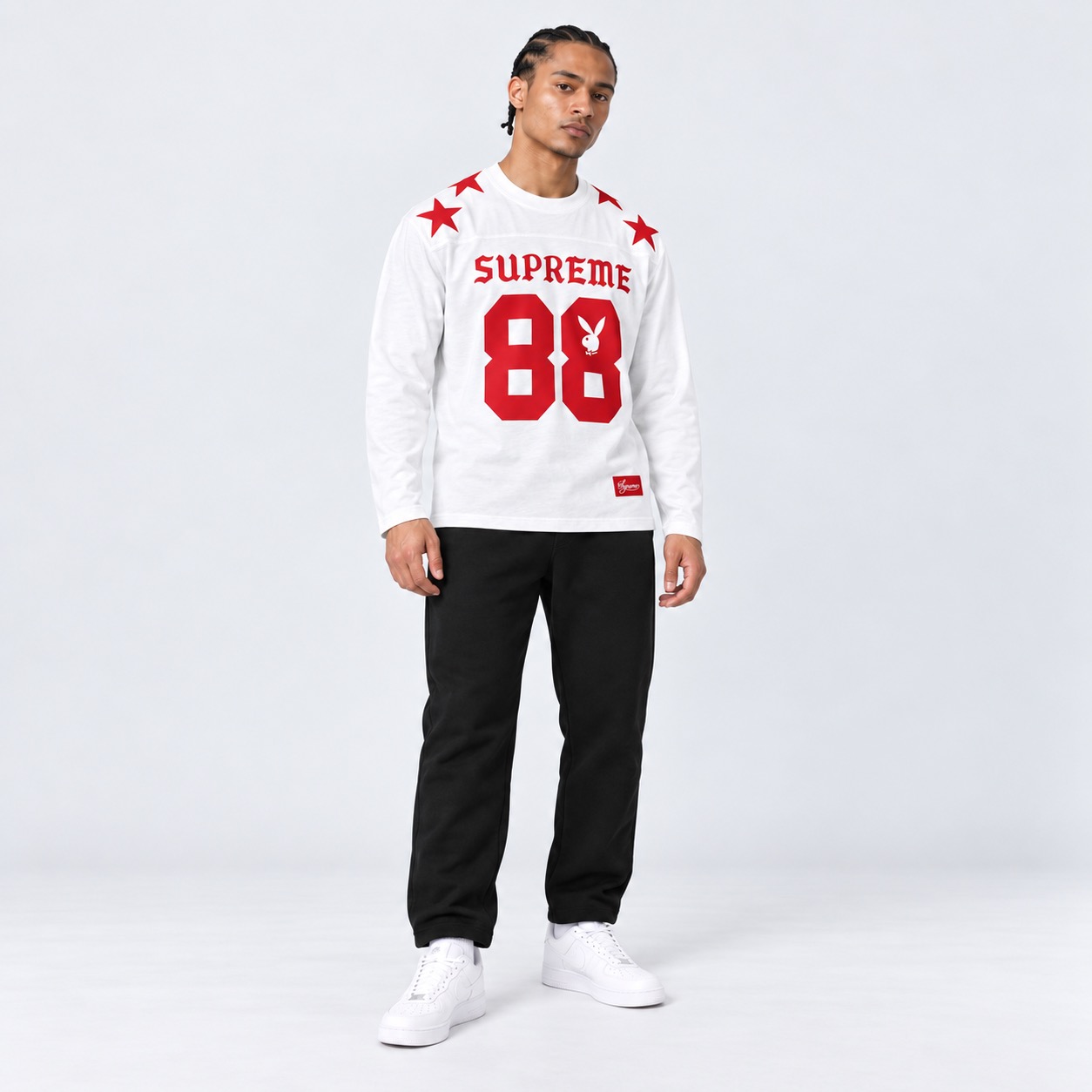 Supreme White/Red 88 Playboy Long Sleeve